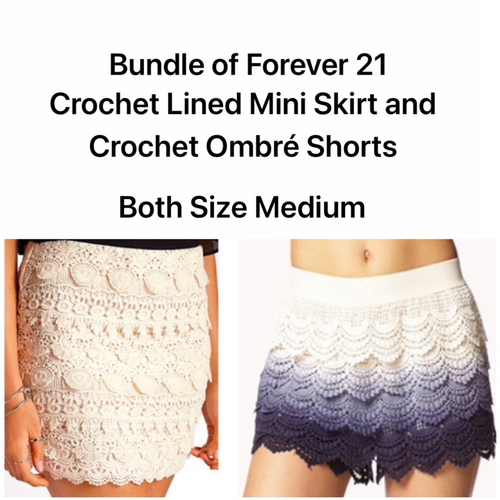 Forever 21 Crochet Skirt and Shorts Bundle